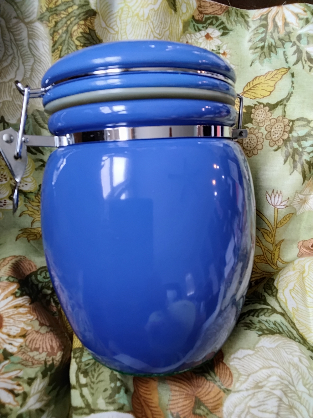 jcpenney Glossy Blue Ceramic Clamp-Top Canister
